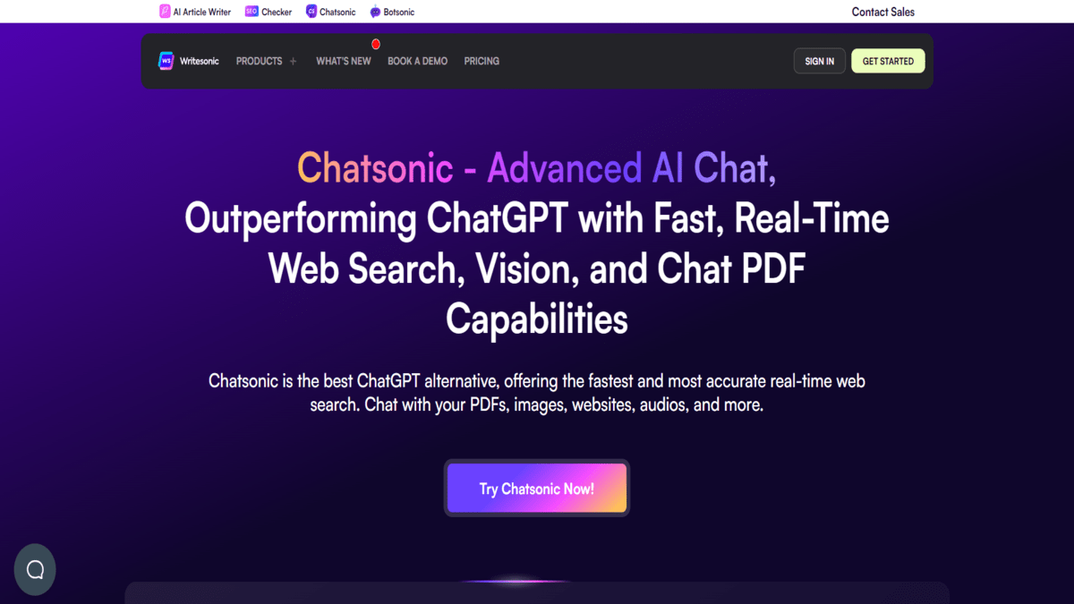 ChatSonic Homepage Screenshot