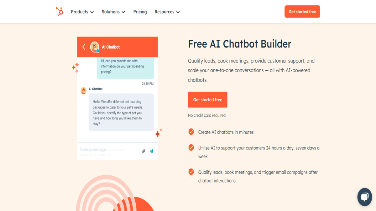 Hubspot Chatbot Builder Homepage Screenshot